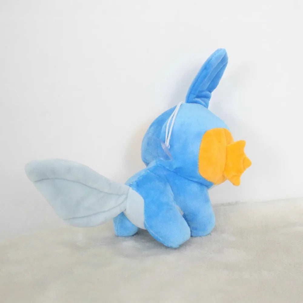 Pokemon Mudkip Plush Toy - 23cm Cute Water Type Pokemon Stuffed Animal with Healing Quotes, Soft Kawaii Plushie for Kids & Fans