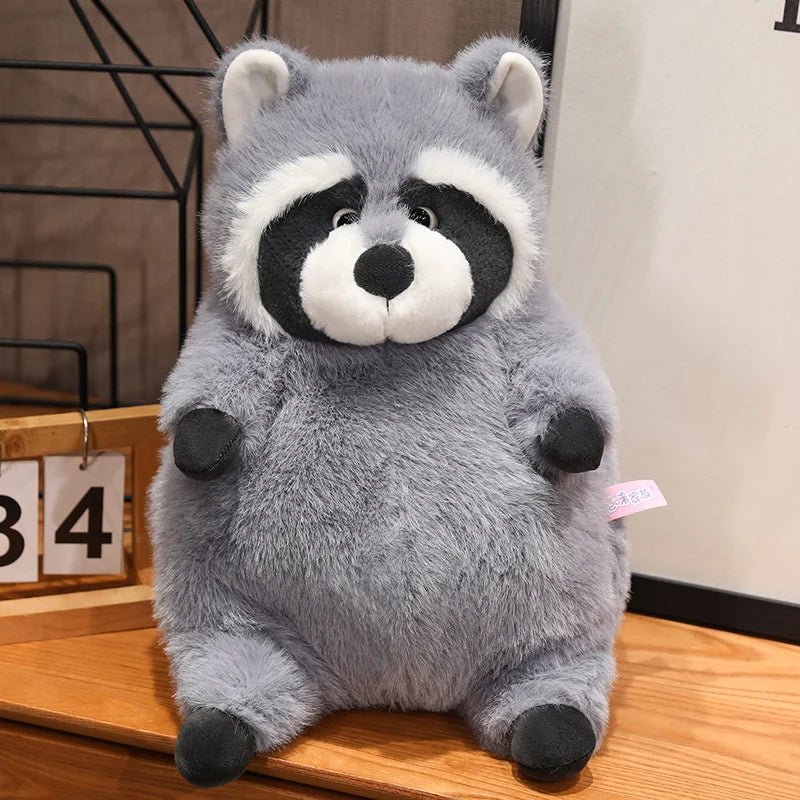 20-45cm Artificial Fat Raccoon Plush Doll Grey Round Raccoon Animal Plush Toy Super Soft Christmas Gift For Boys And Girls