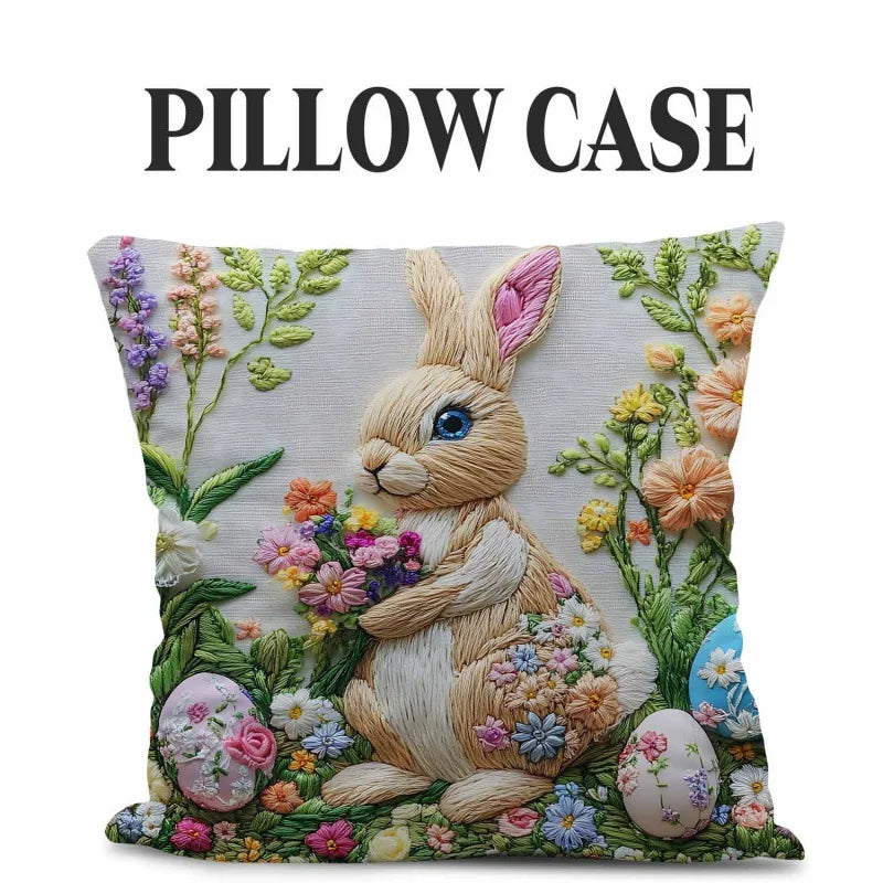 Storybook Animal Stitch-Effect Printed Pillow Cover