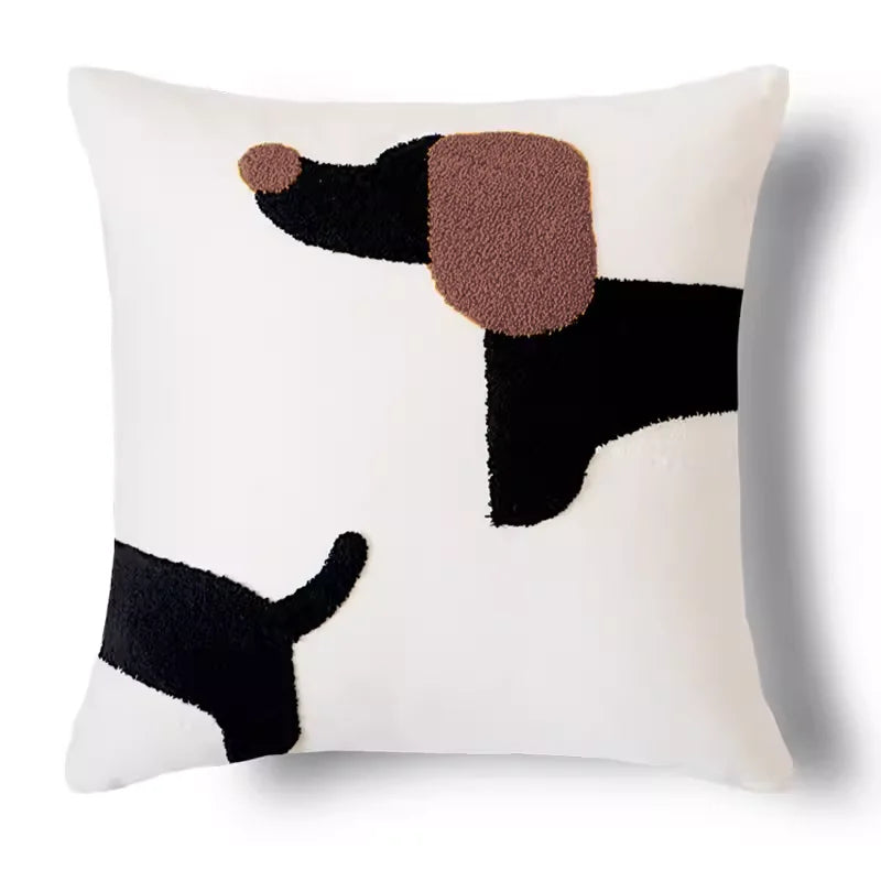 Playful Pup Embroidered Pillow Cover – Square & Lumbar