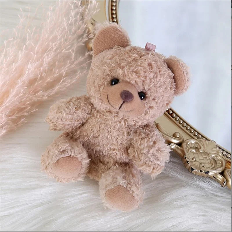 10Cm Curly Plush Sitting Doll Small Plush Toy Bear Bag Pendant DIY Wedding Gift Box Keychain Pendant 4 Color