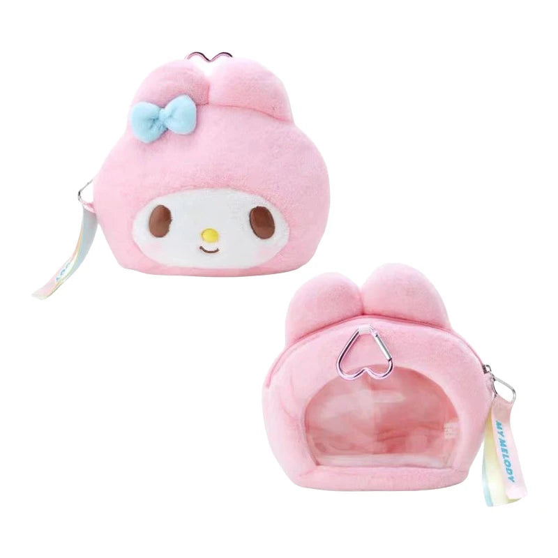 “Sanrio Kuromi My Melody Hangyodon Plush Coin Purse - 16.5cm Cute Stuffed Animal Zero Wallet with Zipper, Heart Clip for Keys/Bags, Kawaii Accessory Organizer for Girls & Fans”