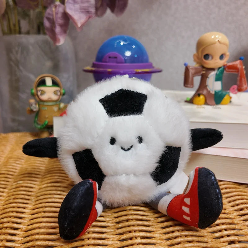 Cute Basketball Football Tennis Baseball Billiards Plush Toy Ball Keyring Soft Stuffed Ball Pillow Player Souvenir Birthday Gift