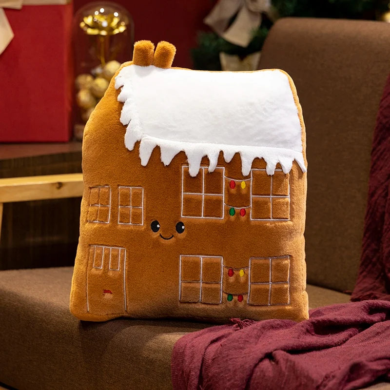 Kawaii Cartoon Christmas Series Plush Doll Pillow Snowman House Gingerbread Man Christmas Tree Plush Toy Home Holiday Decoration