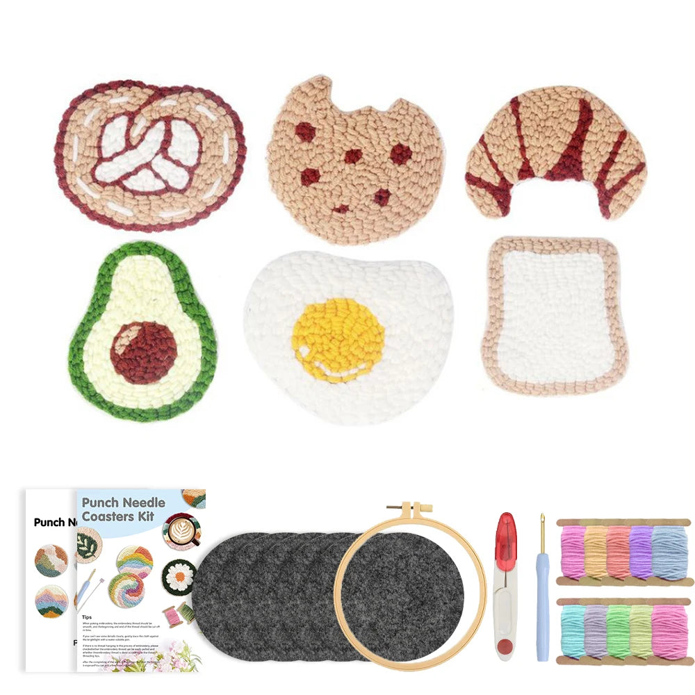 Beginner Punch Needle Coaster Craft Kit for Handmade Tufted Mug Rugs and Cozy Home Decor