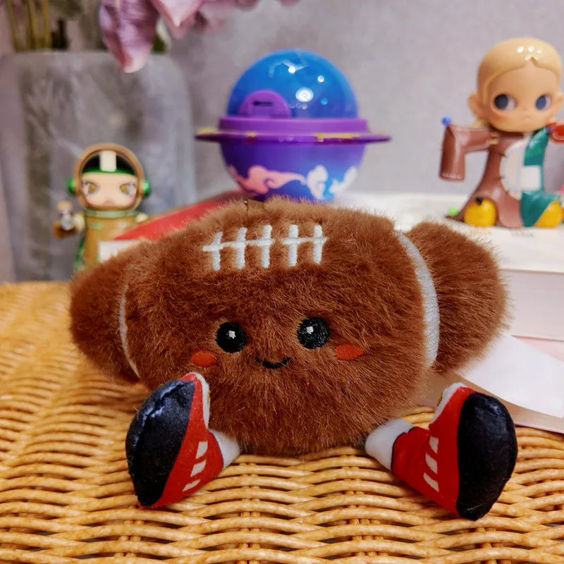 Cute Basketball Football Tennis Baseball Billiards Plush Toy Ball Keyring Soft Stuffed Ball Pillow Player Souvenir Birthday Gift