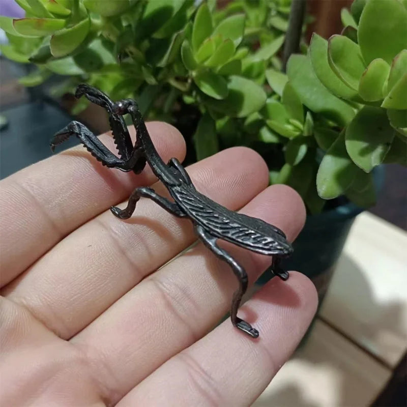 Mini Insect Desk Figurine, Gold-Tone or Black Mantis and Dragonfly Sculpture for Bookshelves, Home Office and Nature-Inspired Decor