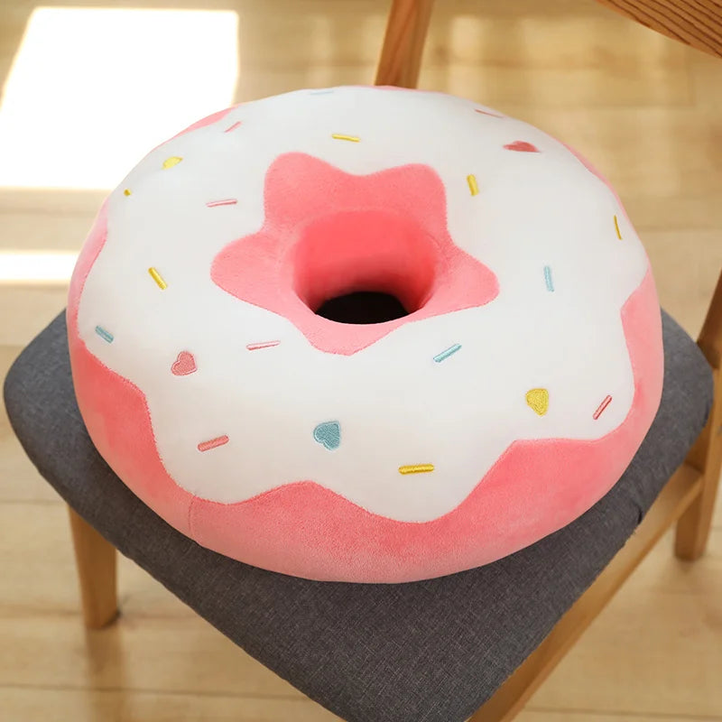 Kawaii 42cm Simulation Cartoon Fried Doughnut Plush Throw Pillow Cute Soft Stuffed Food Sweet Doll Toys Birthday Gifts Decor