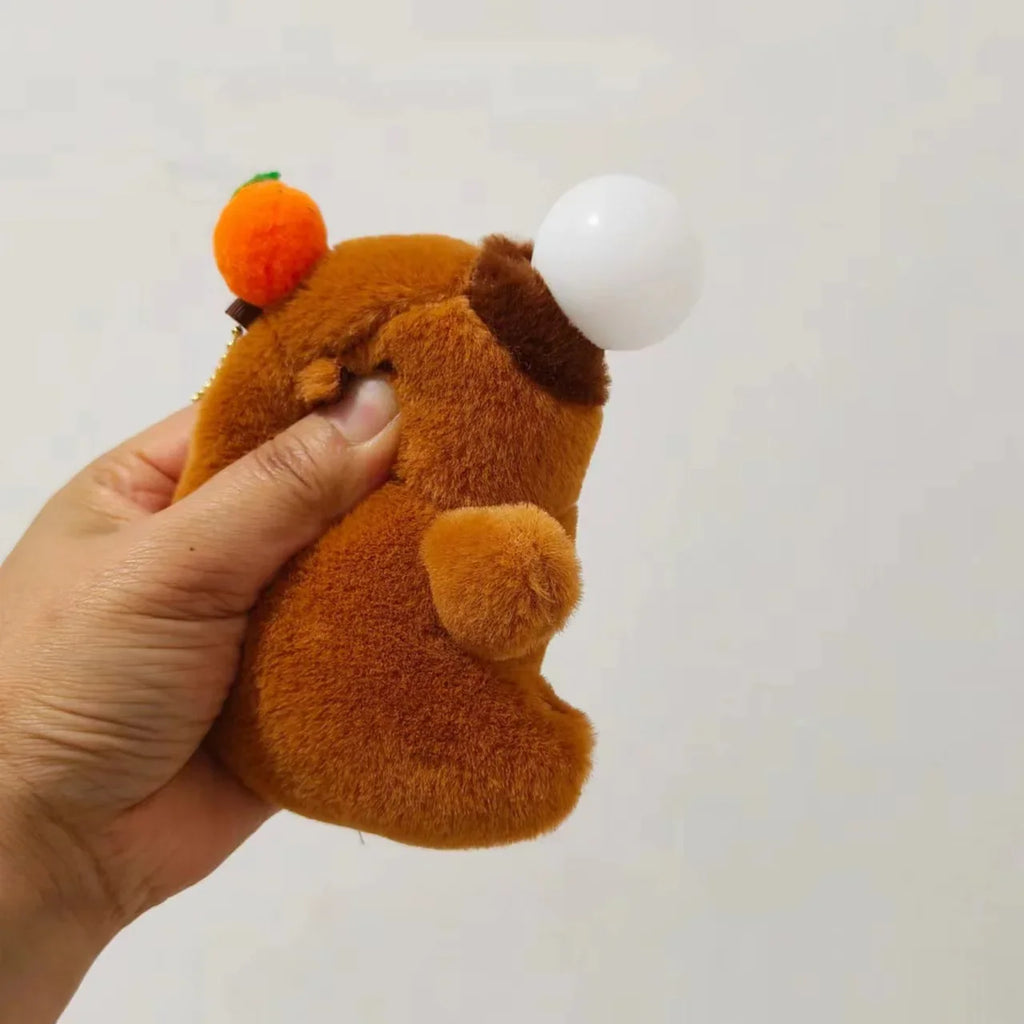 Cute Stuffed Animals Plush Capybara Keychain 12cm Cartoon Simulation Capybara Pendant Snot-Pulling Cute School Bag Pendant