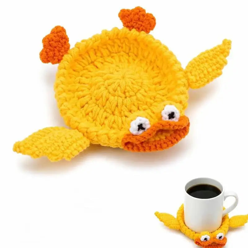 Handmade Animal Crochet Cotton Drink Coaster, Playful Cup Mat for Coffee Table, Desk and Cozy Home Decor