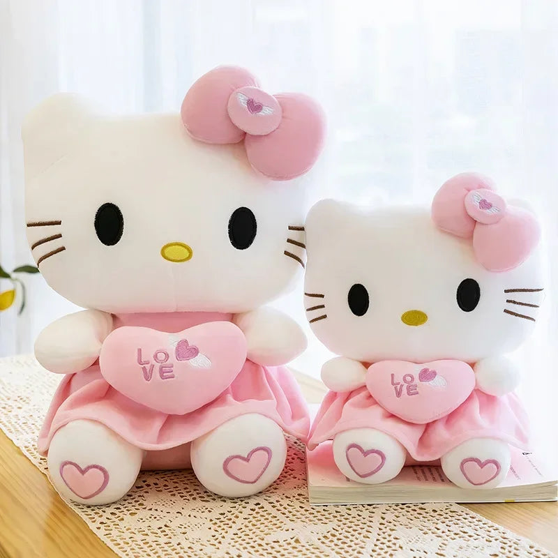 Sanrio Kitty Plush Toys Pillow 25cm Kawaii Anime KT Cat Plush Doll Soft Stuffed Cartoon Cute Pink Doll Birthday Gift For Girls
