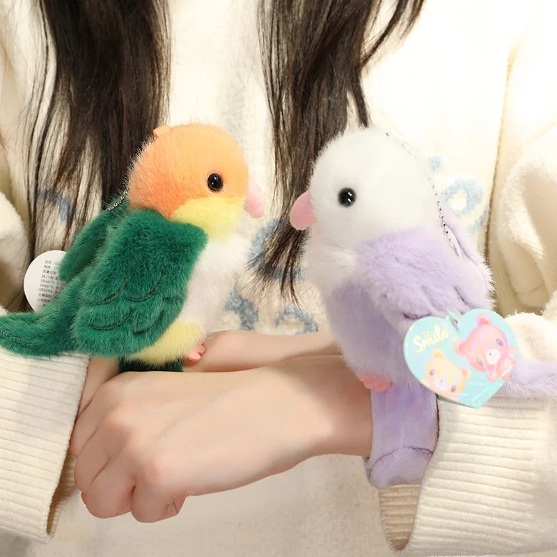 11cm Lifelike Parrot Plush Papa Circle Pendant Toy Cute Stuffed Animal Bird Bracelet Toy  Doll Soft Cartoon Lovely Birthday Gift