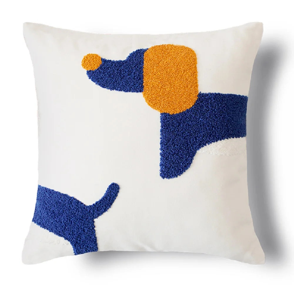 Playful Pup Embroidered Pillow Cover – Square & Lumbar