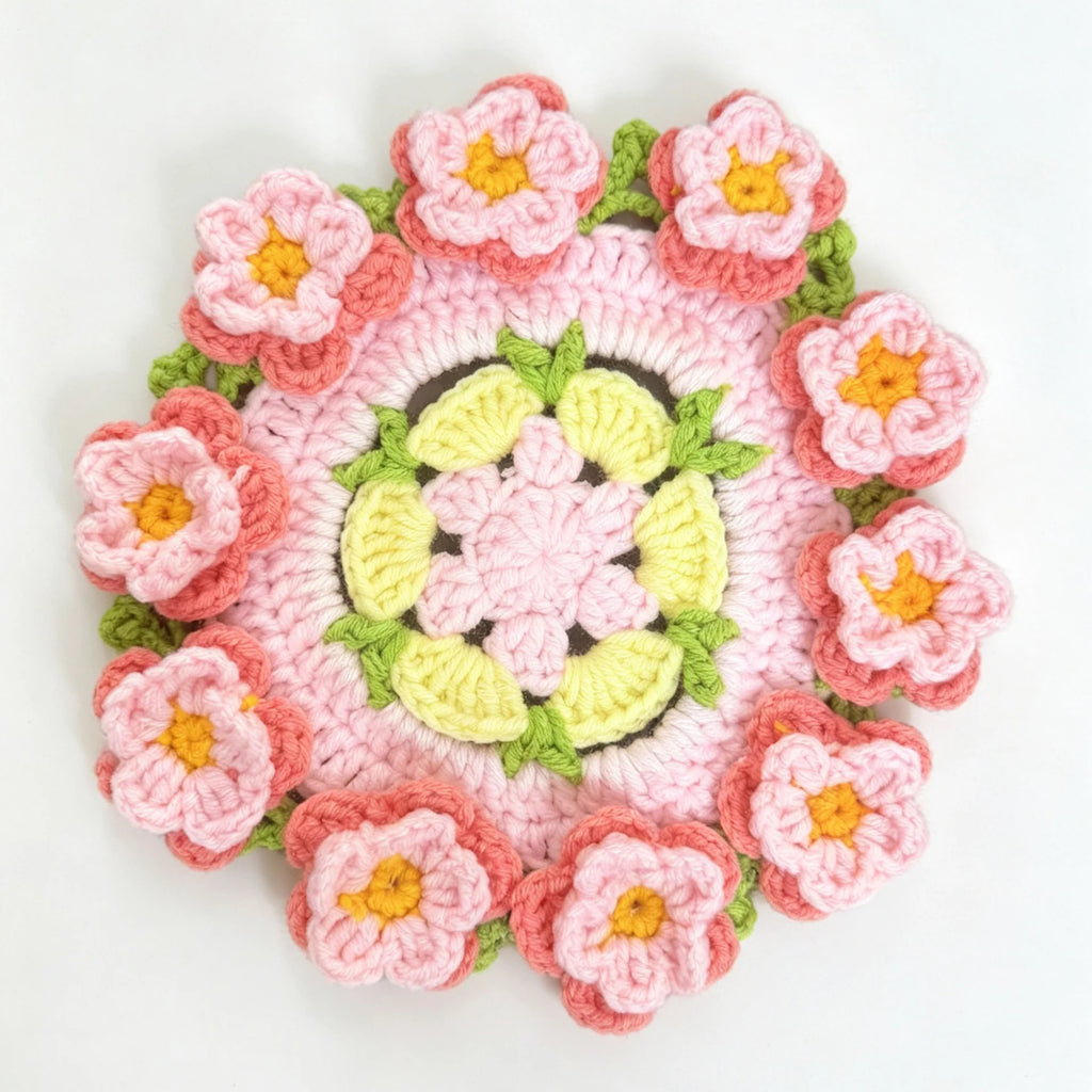 Bellflower Crochet Style Drink Coaster for Coffee Tables Kitchen Decor and Thoughtful Gifts