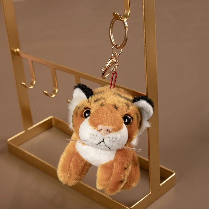 Hot Sale 10cm Mini Forest Animals Stuffed Plush Pendant Toy Lion Tiger Rabbit Deer Panda Doll Keychain For Kid Birthday Gifts