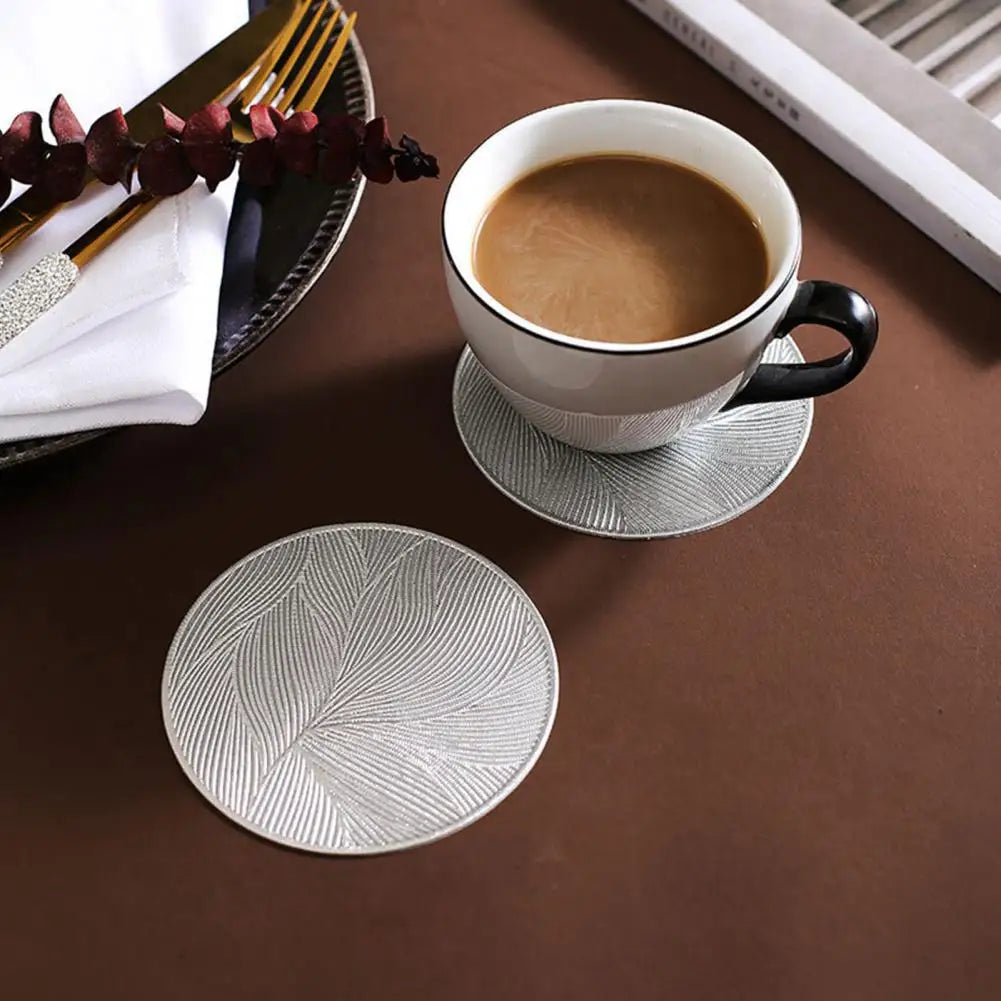 Metallic Tone PVC Drink Coaster, 10 cm Round Cup Mat in Warm Gold, Silver or Rose Gold for Coffee Tables and Everyday Dining