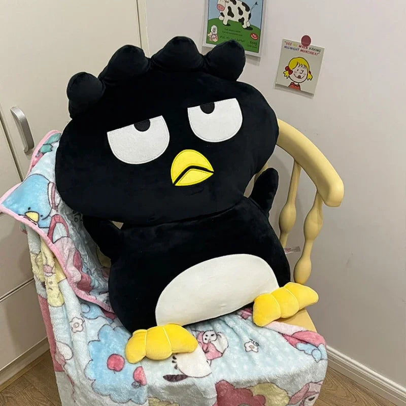 20cm Black Penguin Plush Toy - Cute Grumpy Stuffed Animal with Healing Quotes, Soft Kawaii Plushie for Anxiety Relief & Room Decor