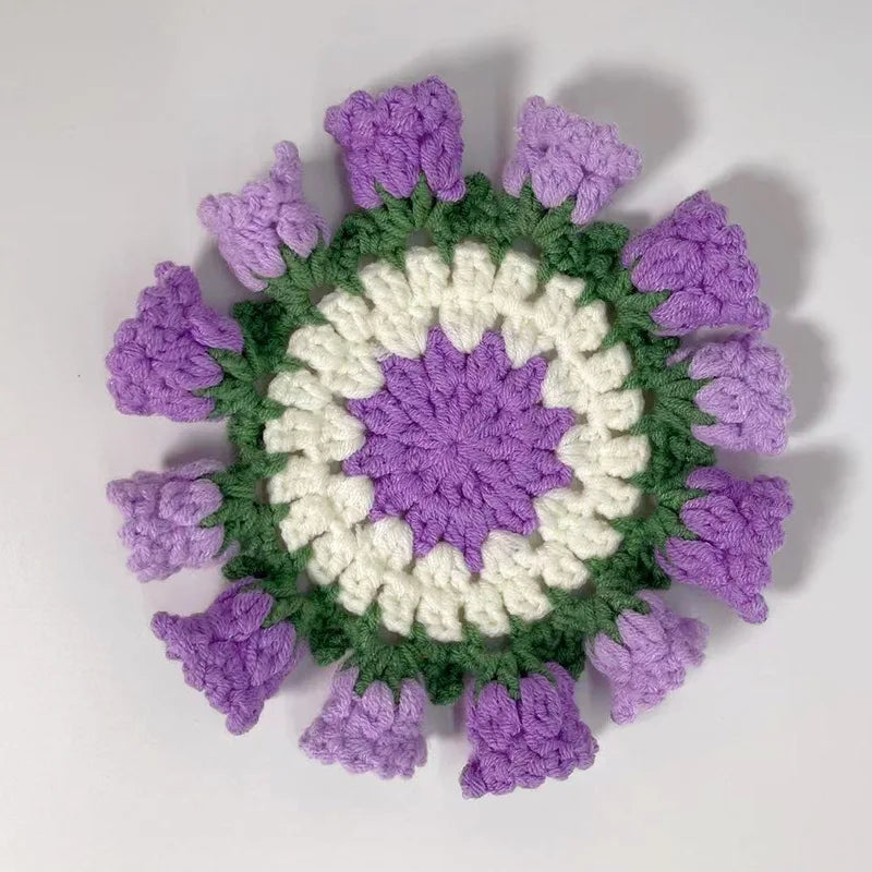 Bellflower Crochet Style Drink Coaster for Coffee Tables Kitchen Decor and Thoughtful Gifts