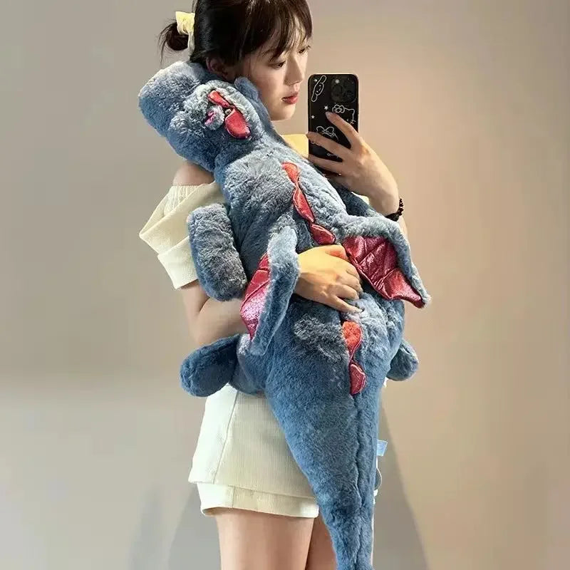 150cm Giant White Dragon Plush Toy with Unicorn Horn Flying Pterosaur Dinosaur Pillow Dinosaur Kawaii Holiday Gift Anime Pillow