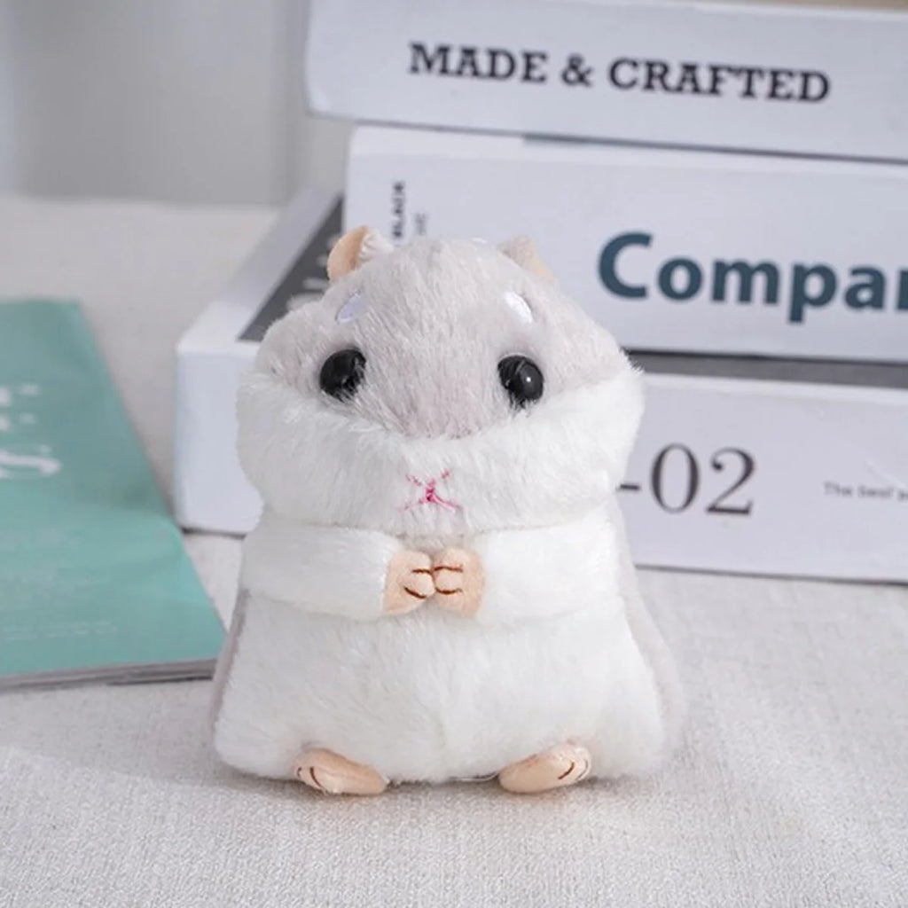Fluffy Hamster Doll Plush Toys Keychain Pendant Women Girl Faux Fur Pompom Key Ring Trinkets Handbag Backpack School Bag Pendant