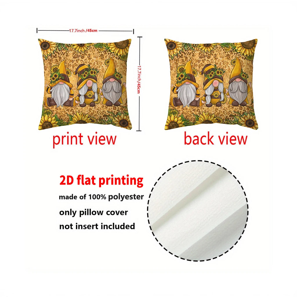 Sunflower Cottage Printed Pillow Cover – 44 × 44 cm