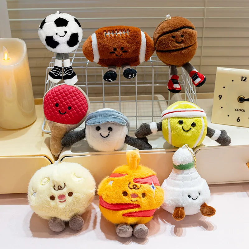 Cute and creative cartoon sports game ball pendant planet plush toy tennis doll fun claw machine