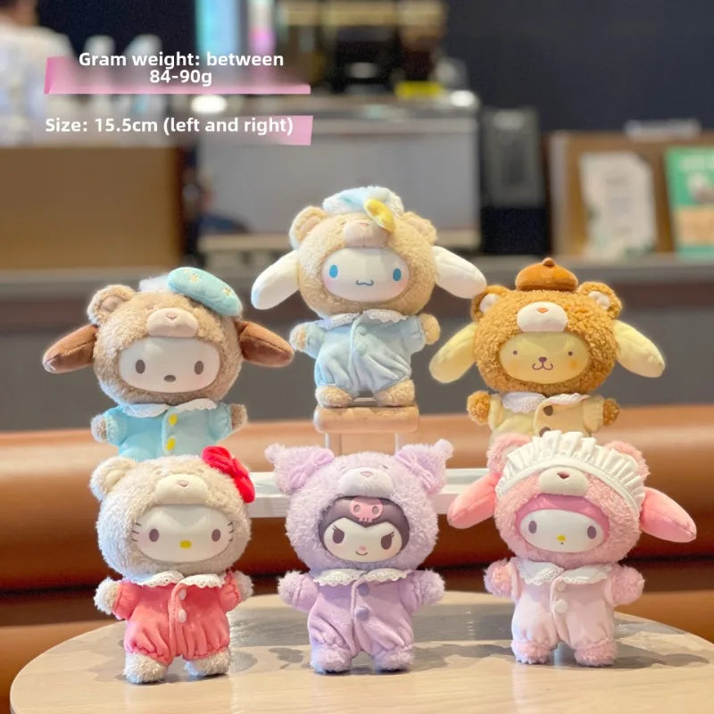 Creative Cartoon Kuromi Hello Kitty Plush Pendant Doll Sanrio Family Latte Baby Cute Keychain Toy Cool Lommy Doll Girls Gift Toy