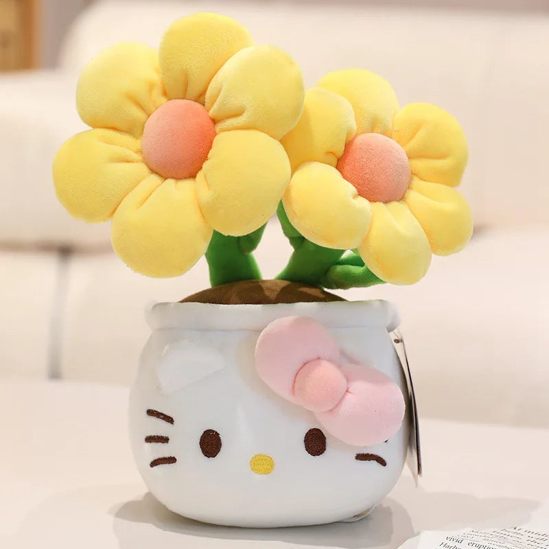 23CM Hello Kitty Plush Toys Soft Stuffed Animals Flower Bouquets Christmas Birthday Christmas Graduation Gifts