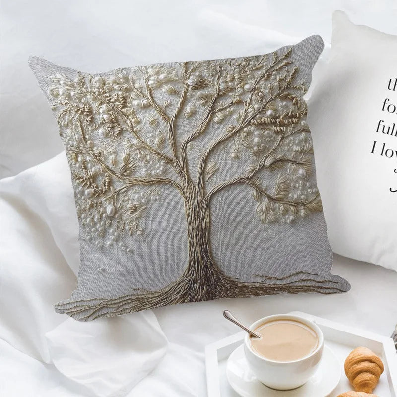 Storybook Animal Stitch-Effect Printed Pillow Cover