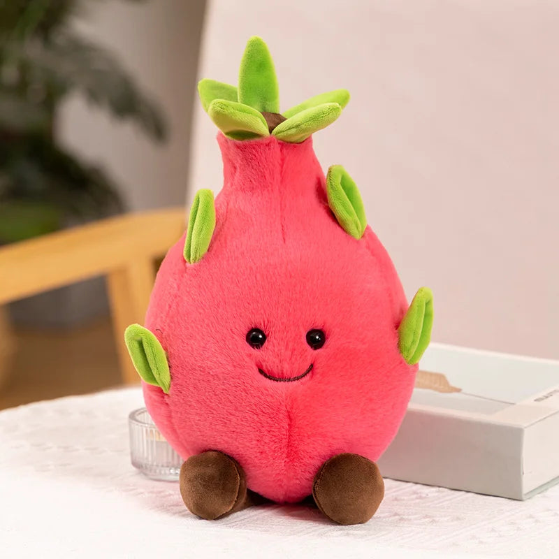 Kawaii Cartoon Fruit Series Plush Doll Cute Vegetable Corn Eggplant Pitaya Peach Pear Banana Watermelon Plush Toy Home Decor