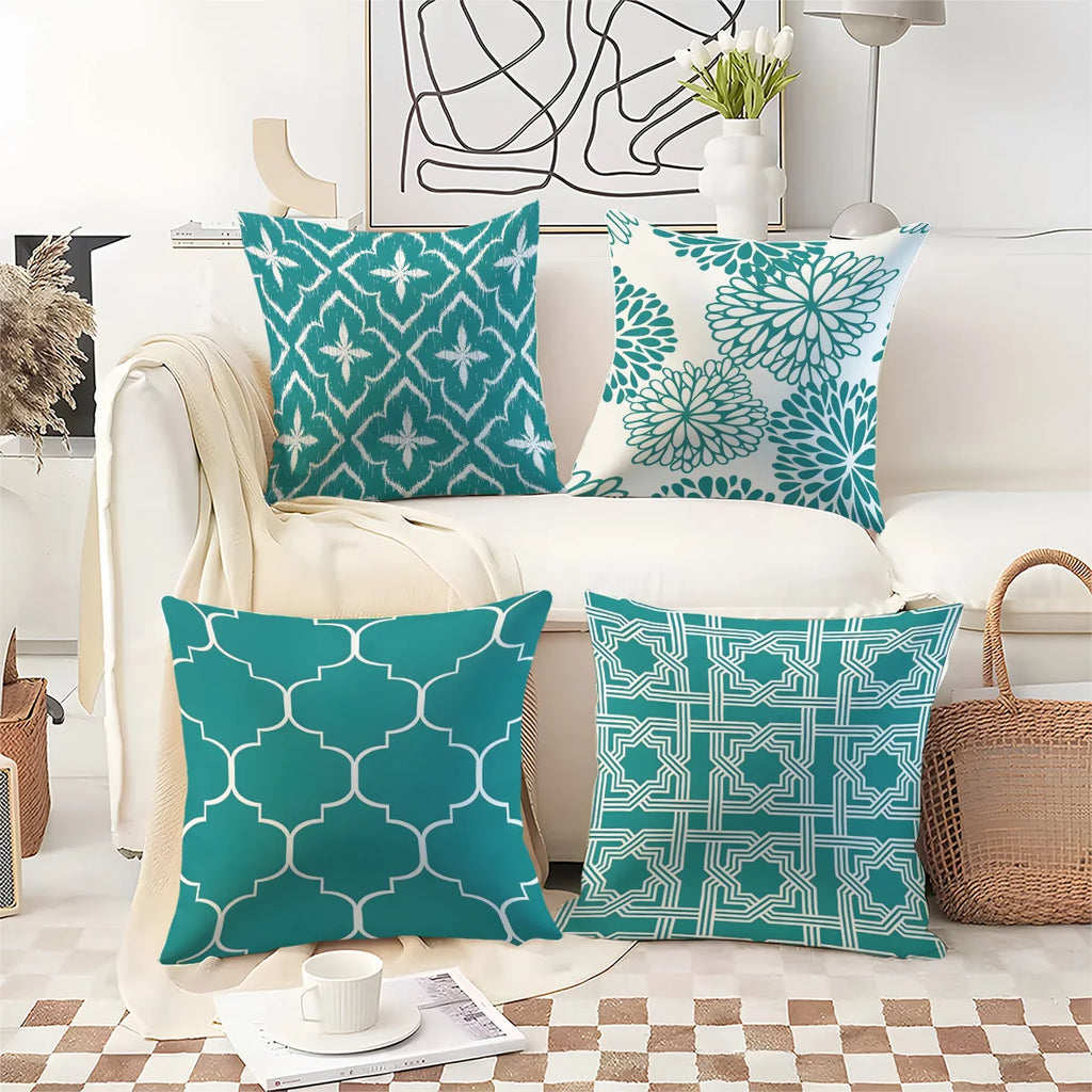 Decorative Printed Throw Pillow Covers Set 4 Piece Geometric Style Cushion Case for Modern Living Room Sofa Home Decor Accent Pi