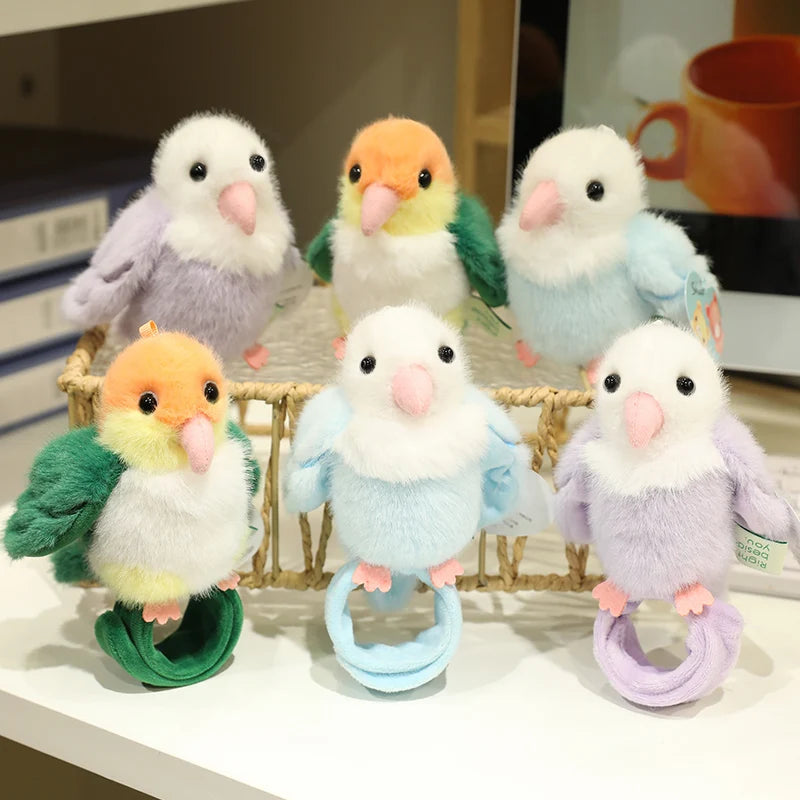 11cm Lifelike Parrot Plush Papa Circle Pendant Toy Cute Stuffed Animal Bird Bracelet Toy  Doll Soft Cartoon Lovely Birthday Gift