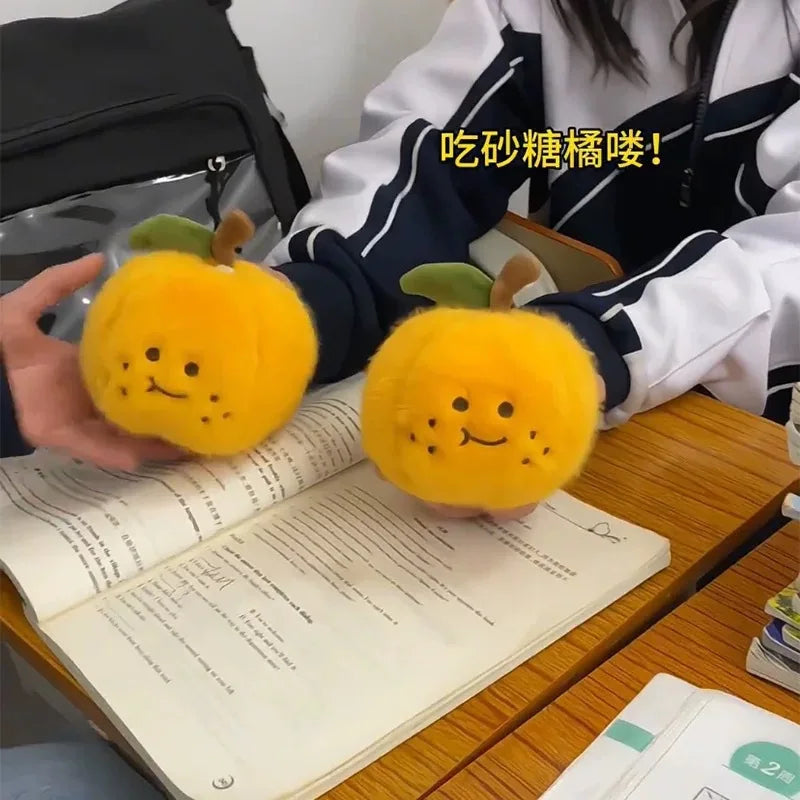 Cute Fruit Orange Plush Doll Pendant Removable Peeling Fruit Stress Relief Doll Plush Toy Backpack Decoration Pendant  Gifts