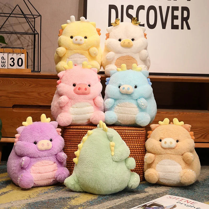 30cm/11.81in Kawaii Funny Pig & Dragon Plush Toy, Stuffed Soft Animal Piggy DollThrow Pillow Cushion, Funny Birthday Xmas Gift F
