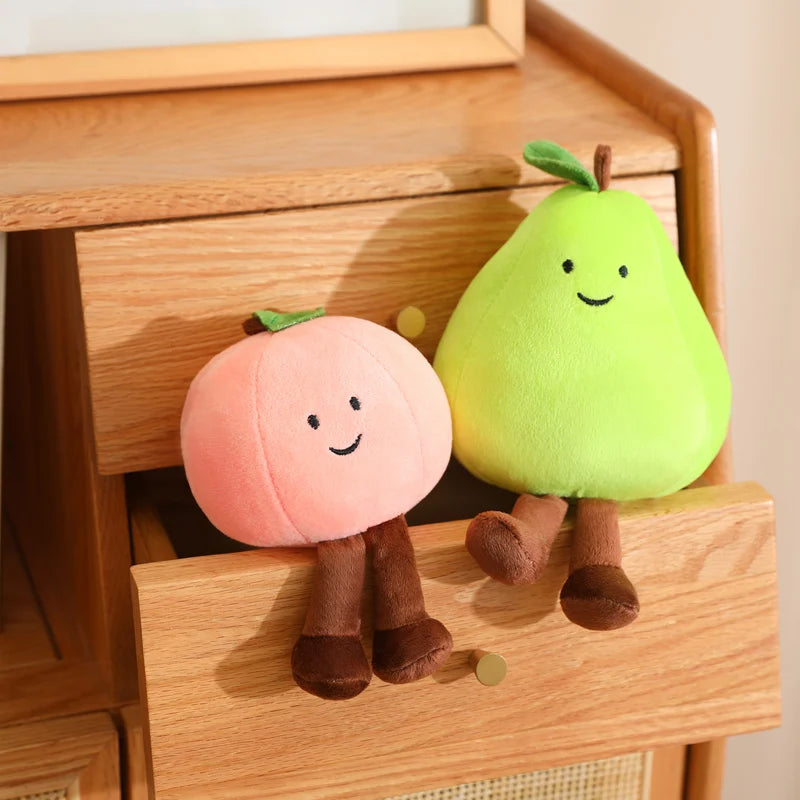 Kawaii Cartoon Fruit Series Plush Doll Cute Vegetable Corn Eggplant Pitaya Peach Pear Banana Watermelon Plush Toy Home Decor