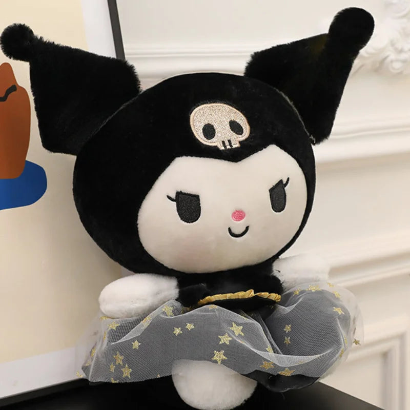 22cm Anime Sanrio Kuromi Plush Toys Kawaii Gold Black KT Cat Stuffed Dolls Soft Throw Pillow Birthday Party Gift For Girl