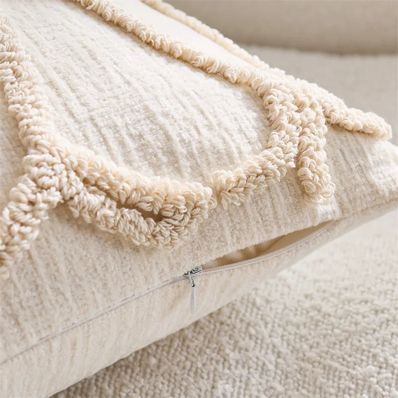 Boho Chenille Throw Pillow Cover Luxury Floral Tufted Cushion Cover Farmhouse Pillowcase For Home Sofa Living Room Bed Decor