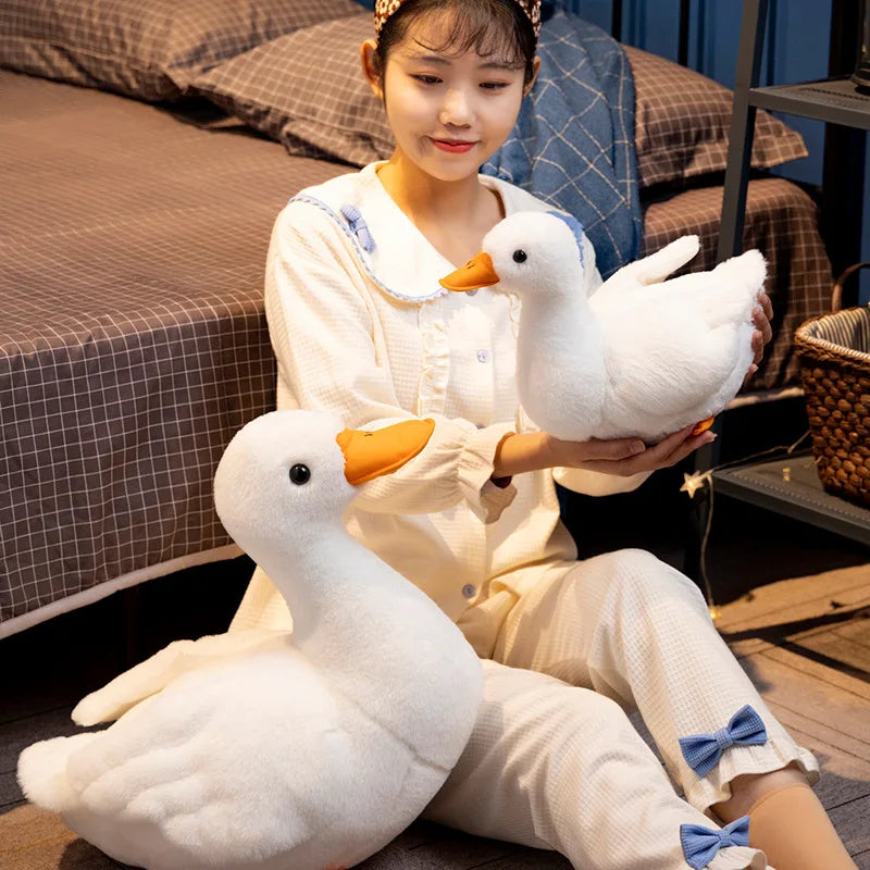 Kawaii Lifelike Duck Plush Toy Realistic Cute White Goose Stuffed Animal Toys Gifts For Kids Pets Simulated Duck Birthday Gifts
