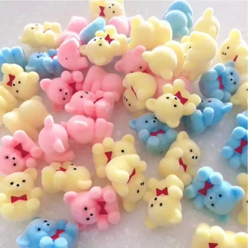 3CM Mini Teddy Bear Plush Toys - Cute Small Stuffed Animals in Pink/Yellow/Blue with Red Bow Tie, Tiny Cuddly Companions for Decor &amp; Gifts