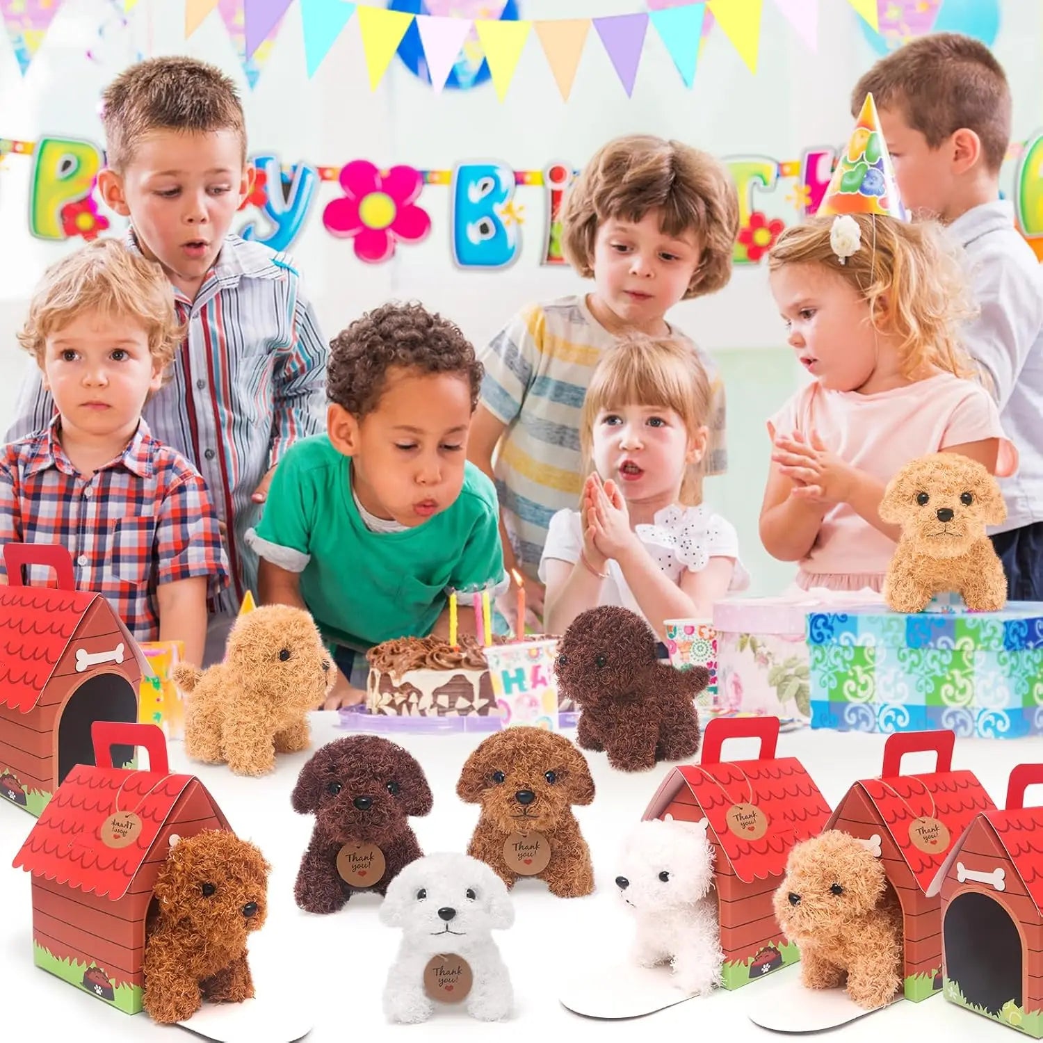 12-24PCS Teddy Dog Plush Toys Stuffed Puppy Dogs Soft Poodle Doll Animal Pet Toy for Adopt a Puppy Party Favors Birthday Gfits