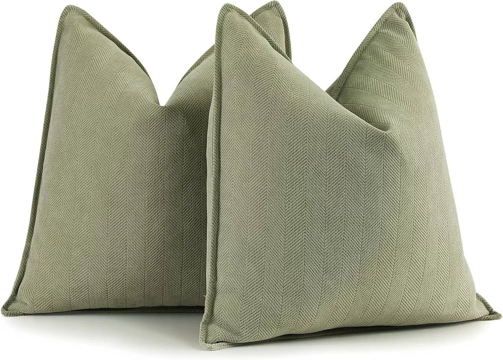 Pack of 2 Pillow Covers Soft Chenille Luxurious Couch Throw Pillows Farmhouse Cushion Covers with Elegant Design for Home Decor
