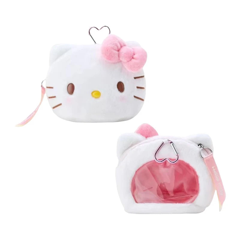 “Sanrio Kuromi My Melody Hangyodon Plush Coin Purse - 16.5cm Cute Stuffed Animal Zero Wallet with Zipper, Heart Clip for Keys/Bags, Kawaii Accessory Organizer for Girls & Fans”