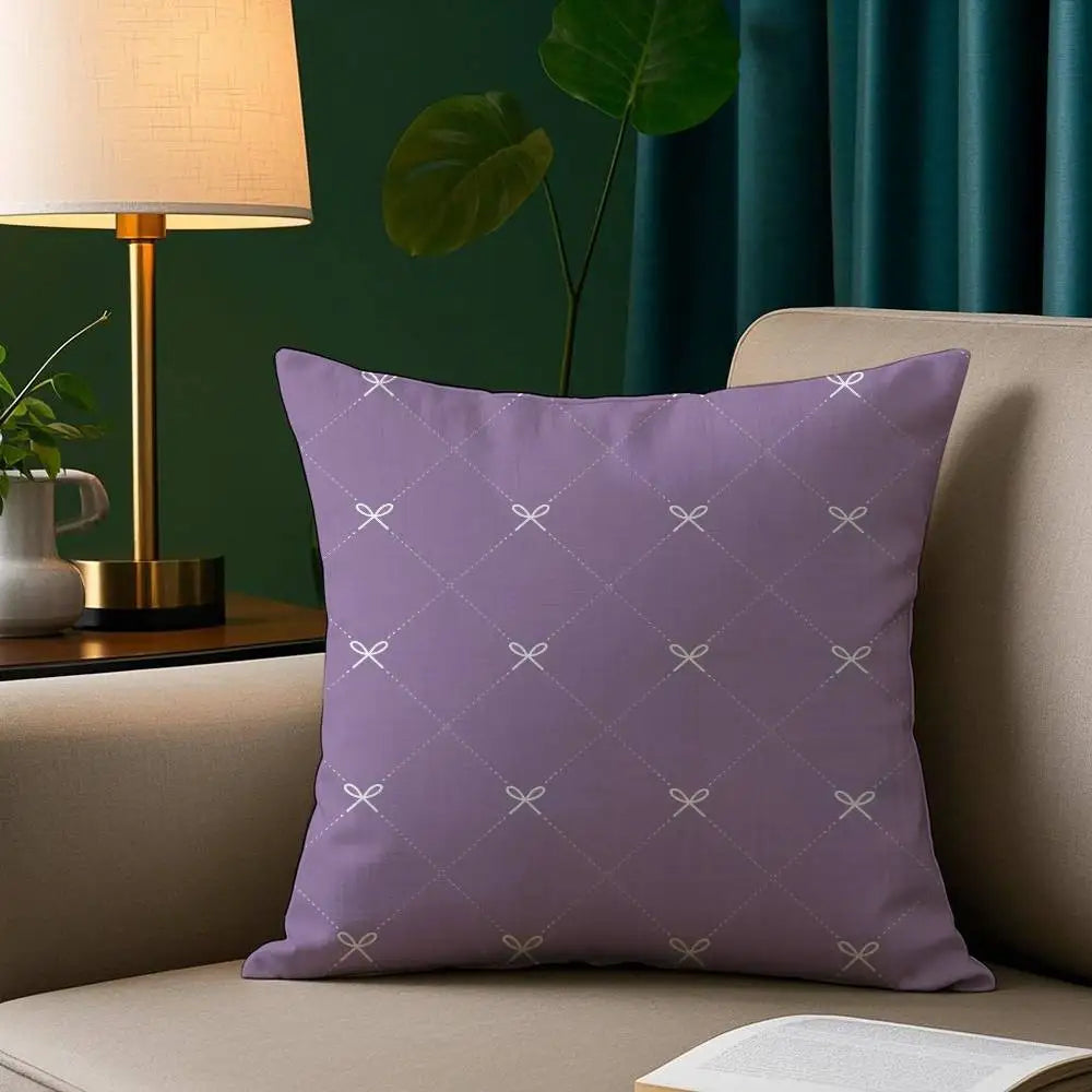 Lavender Bow Short Plush Pillow Cover