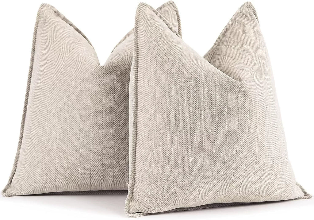 Pack of 2 Pillow Covers Soft Chenille Luxurious Couch Throw Pillows Farmhouse Cushion Covers with Elegant Design for Home Decor
