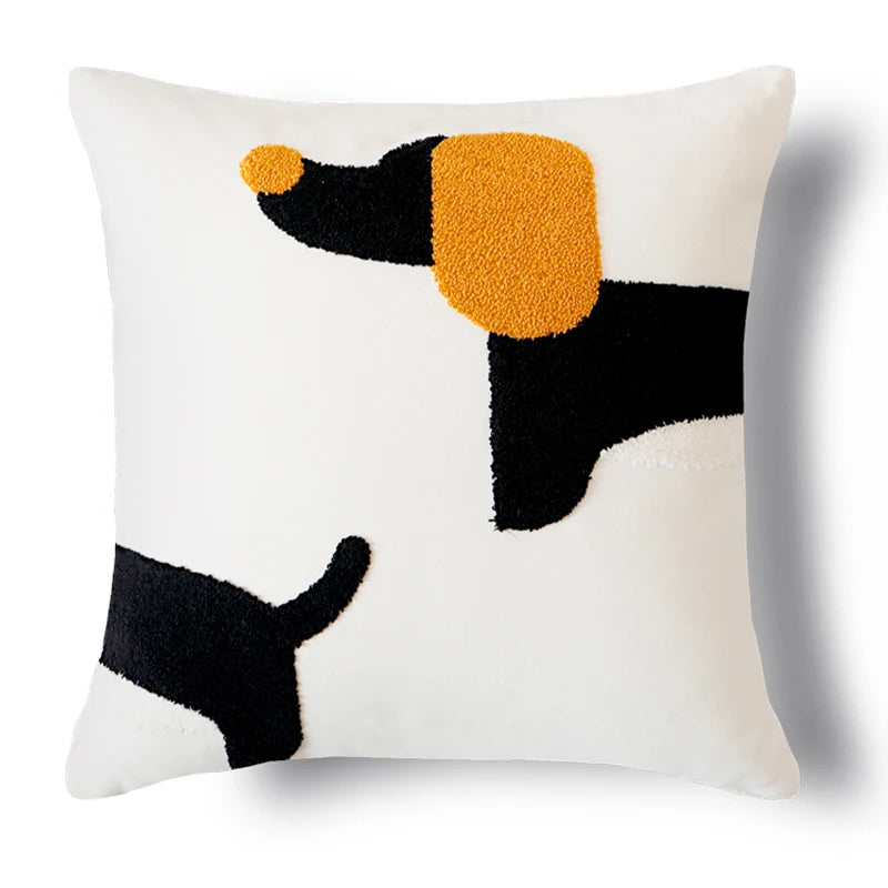 Playful Pup Embroidered Pillow Cover – Square & Lumbar