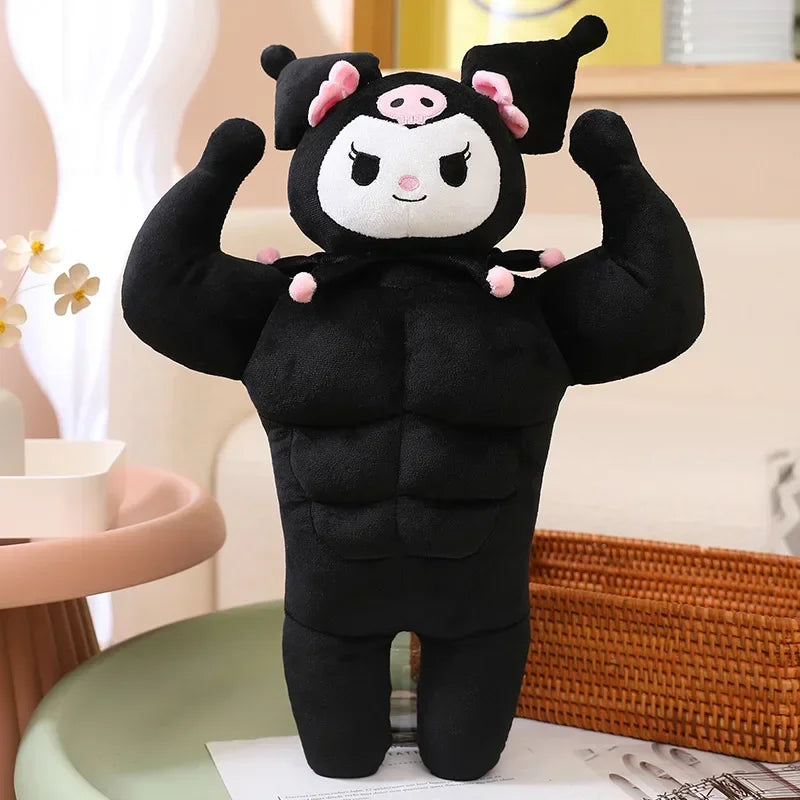 Sanrio Kawaii Hello Kitty Muscle Plush Funny Chest Muscle Abdominal Boyfriend Pillow Pom Pom Purin Doll Plush Christmas Gift