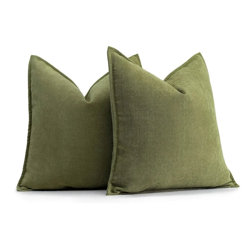 Pack of 2 Pillow Covers Soft Chenille Luxurious Couch Throw Pillows Farmhouse Cushion Covers with Elegant Design for Home Decor
