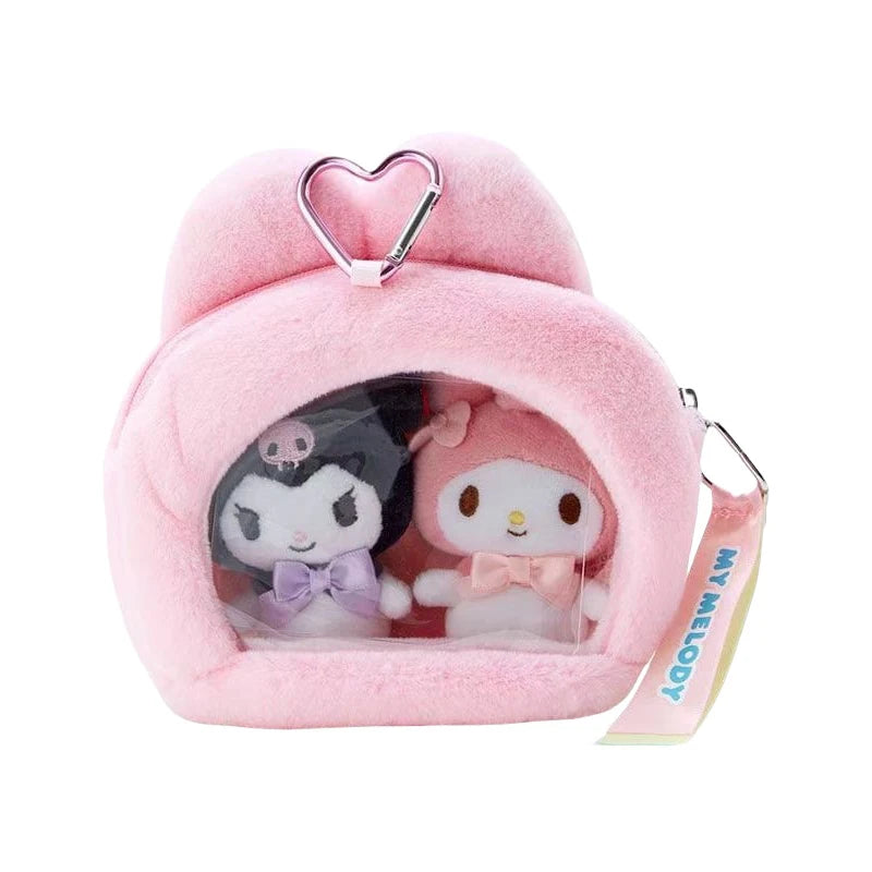 “Sanrio Kuromi My Melody Hangyodon Plush Coin Purse - 16.5cm Cute Stuffed Animal Zero Wallet with Zipper, Heart Clip for Keys/Bags, Kawaii Accessory Organizer for Girls & Fans”
