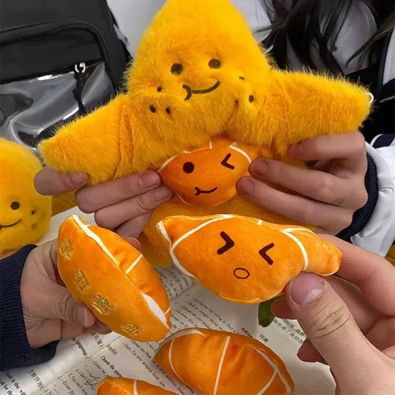 Cute Fruit Orange Plush Doll Pendant Removable Peeling Fruit Stress Relief Doll Plush Toy Backpack Decoration Pendant  Gifts