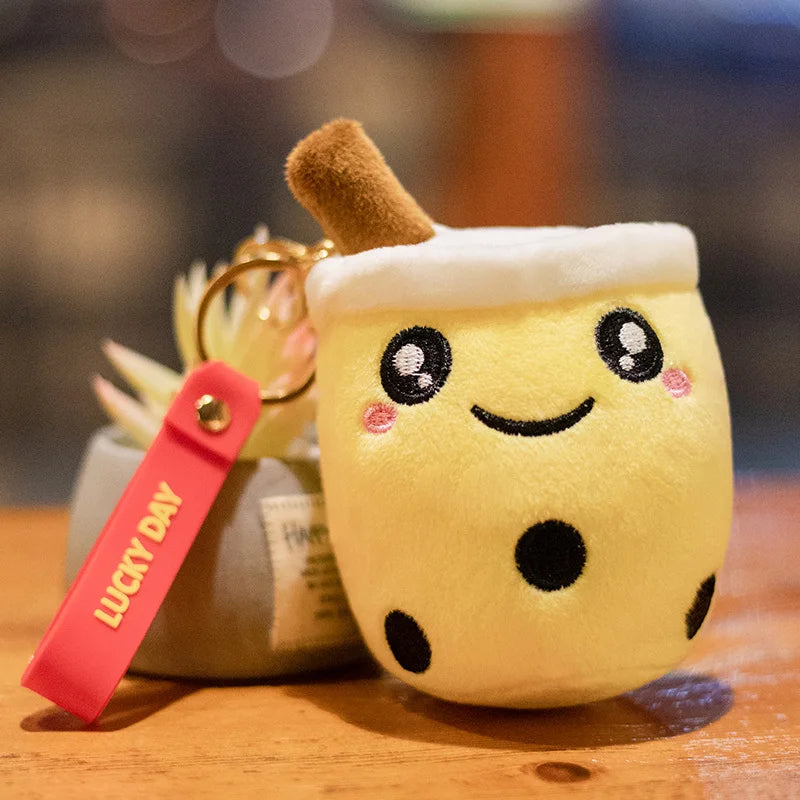 Cartoon Boba Fruit Bubble Tea Backpack Pendant   Plush Toy Stuffed Ice Cream Milk Tea  Cute Food Soft Toys Decor Girls Boys Gift